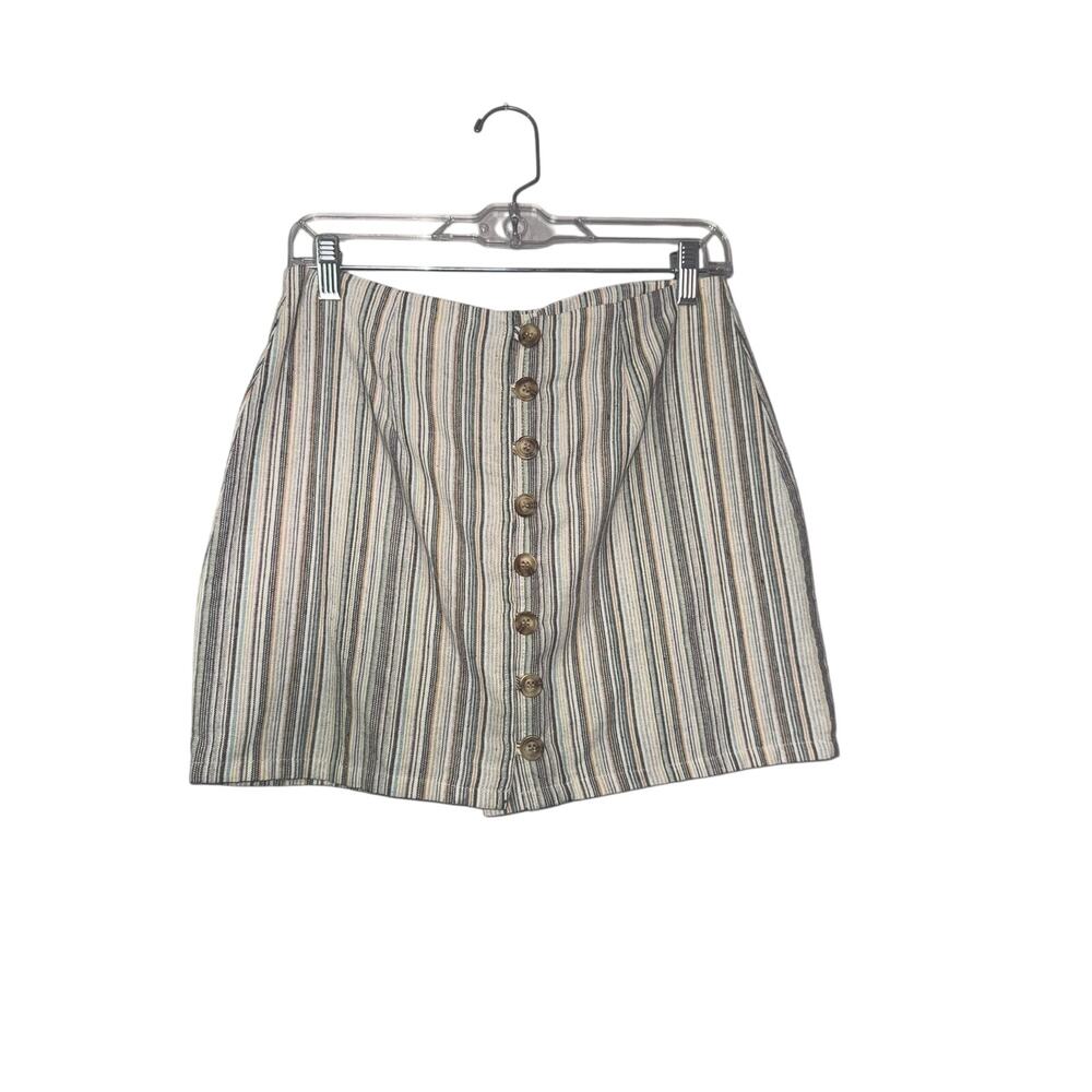 Sky & Sparrow Striped Button Skirt